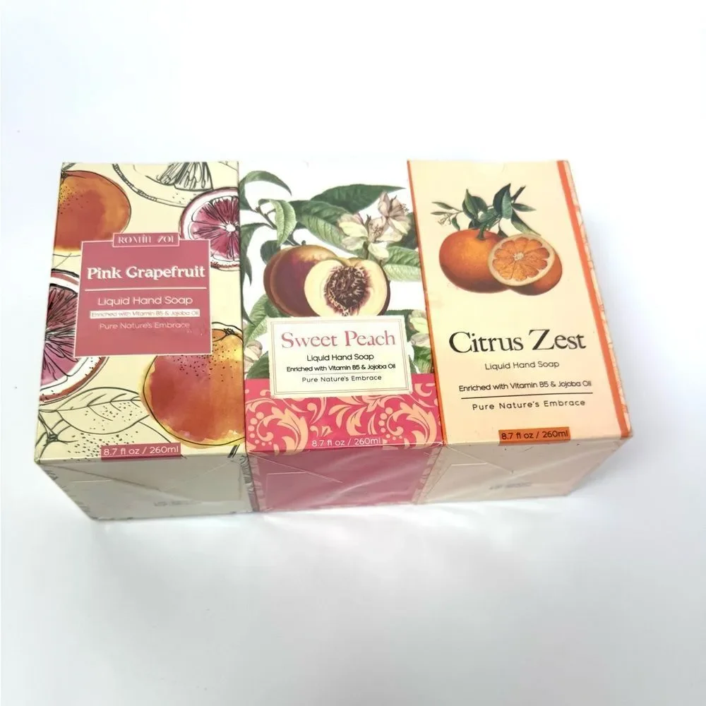 Liquid Hand Soap 8.7 fl.oz Variety Pack of 3 Sweet Peach,Citrus Zest,Grapefruit